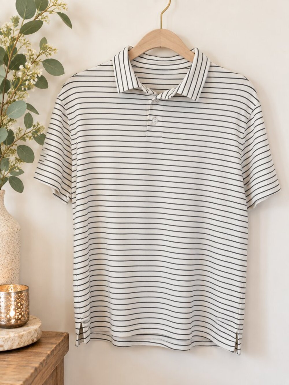 J.Crew Boys Striped Polo Shirt White Gray XXL 14/15 BW806